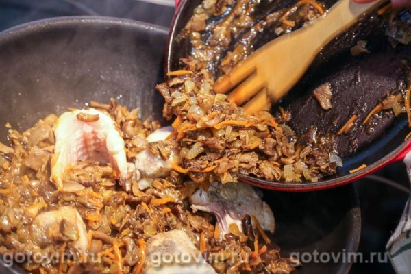 Судак с овощами и опятами Судак с овощами и опятами